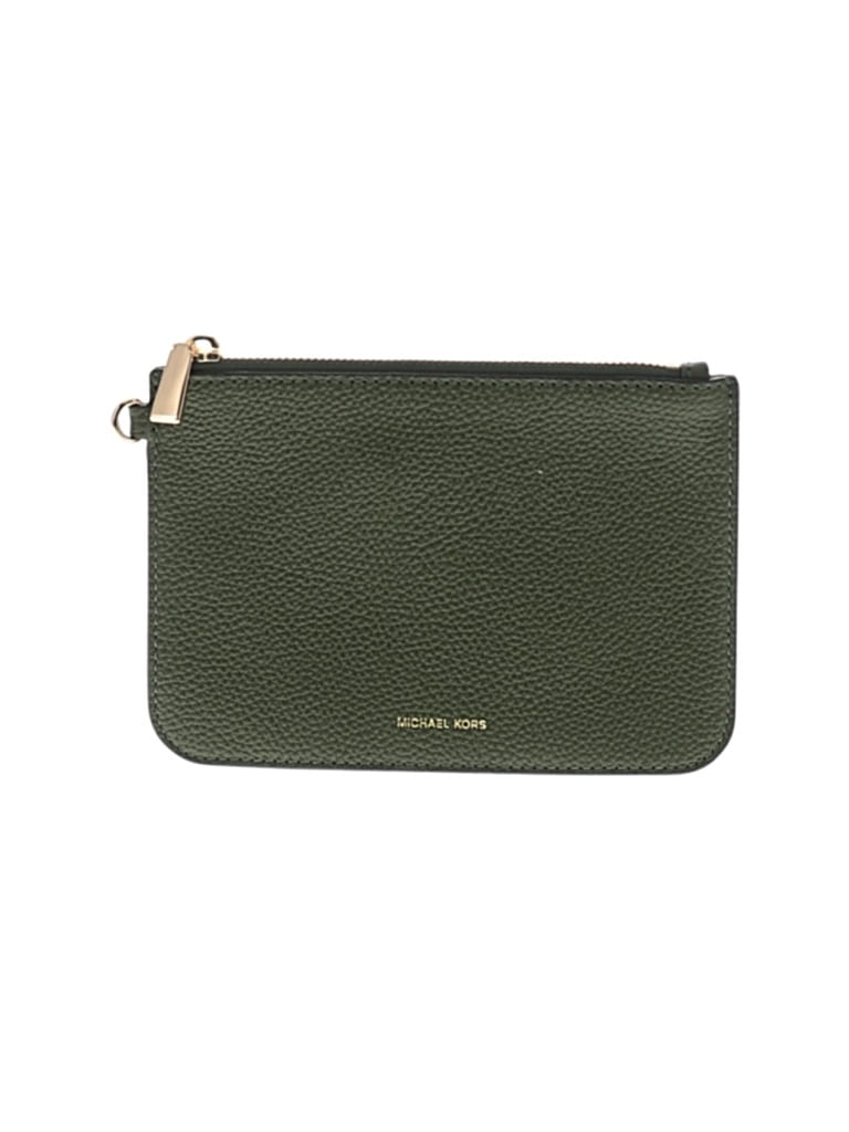 Pre-owned Michael Michael Kors Leather Wristlet In Green