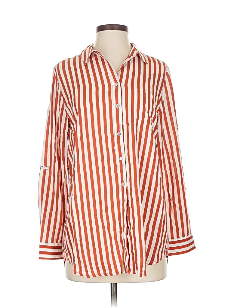 Pre-owned Jane And Delancey 3/4 Sleeve Button Down Shirt In Orange