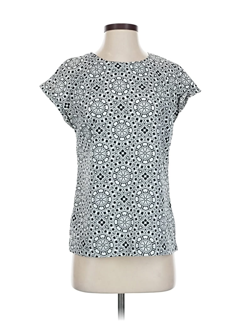 Pre-owned Merona Short Sleeve Top Silver Keyhole Neckline Tops