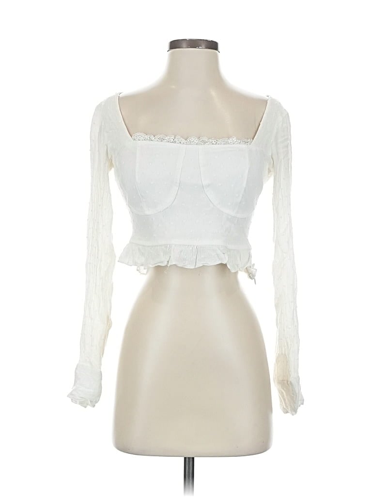 Pre-owned Nasty Gal Inc. Long Sleeve Top White Sweetheart Neckline Tops