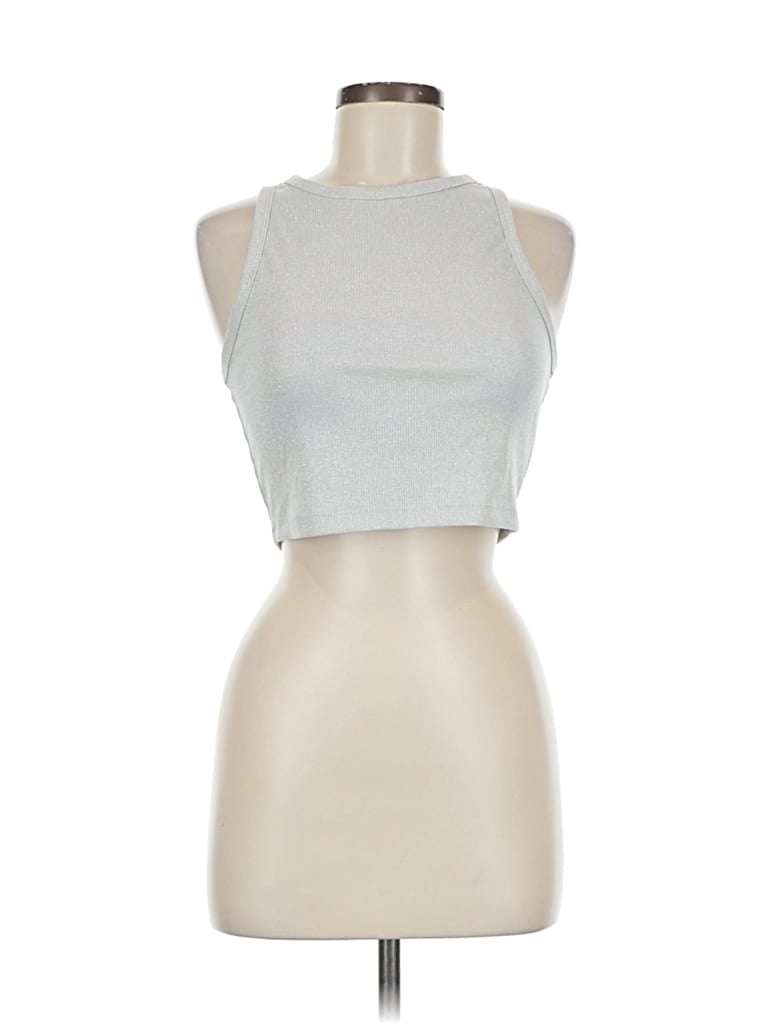 Pre-owned H&m Tank Top Silver Halter Neckline Tops