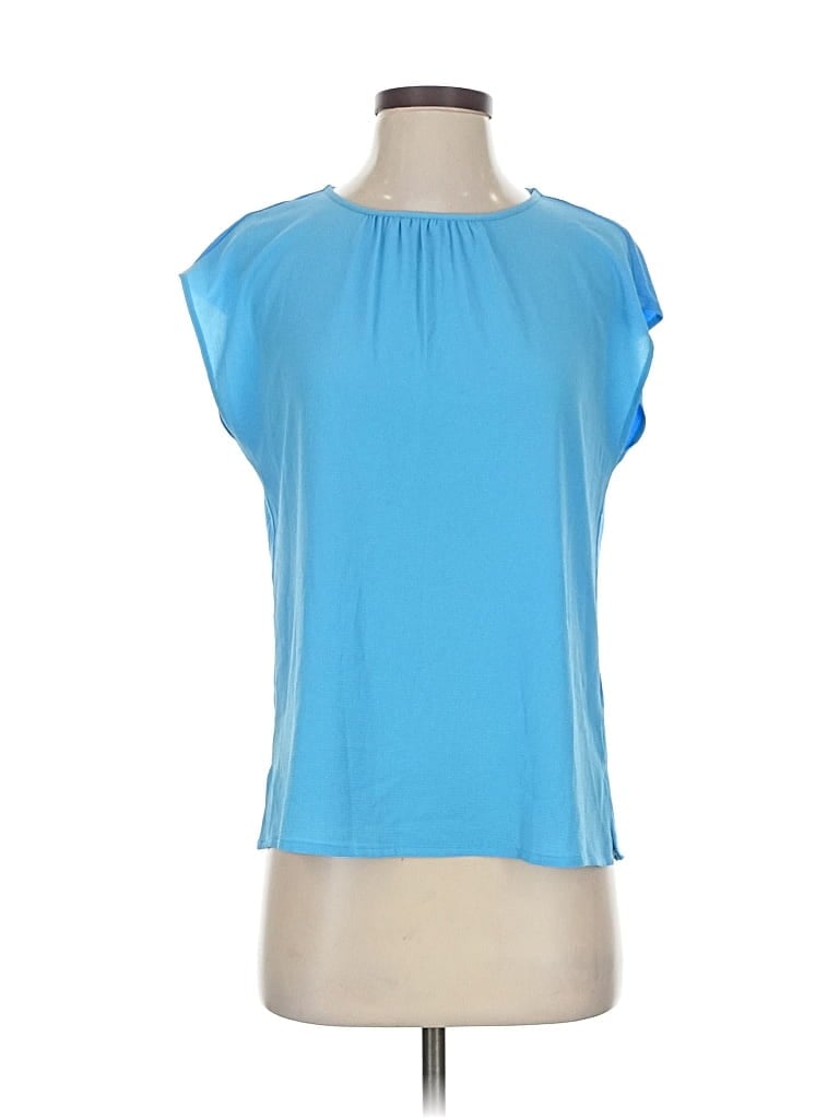 Pre-owned Vince Camuto Short Sleeve Blouse In Blue