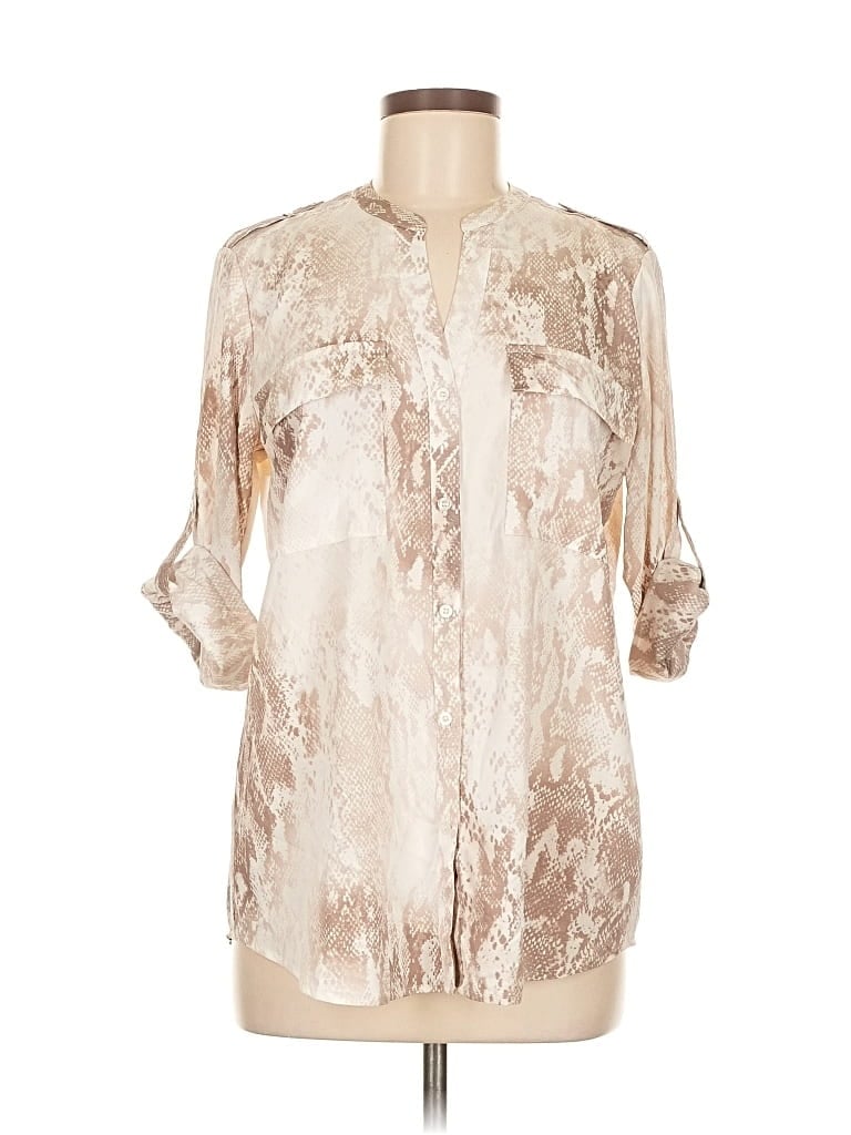 Pre-owned Calvin Klein 3/4 Sleeve Blouse In White