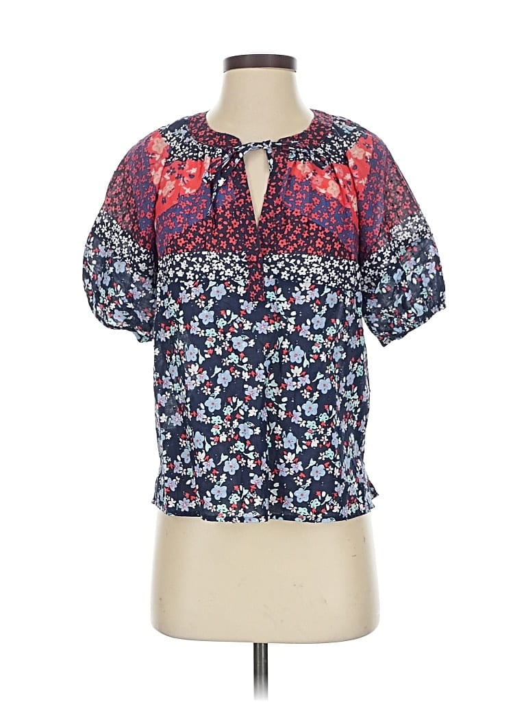 Pre-owned Ann Taylor Loft Short Sleeve Henley Shirt In Blue