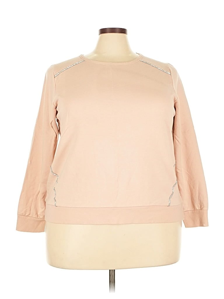 Pre-owned Torrid 3/4 Sleeve Top Tan Boatneck Tops In Brown