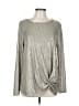 Kim & Cami Metallic Silver Long Sleeve Top Size L - photo 1