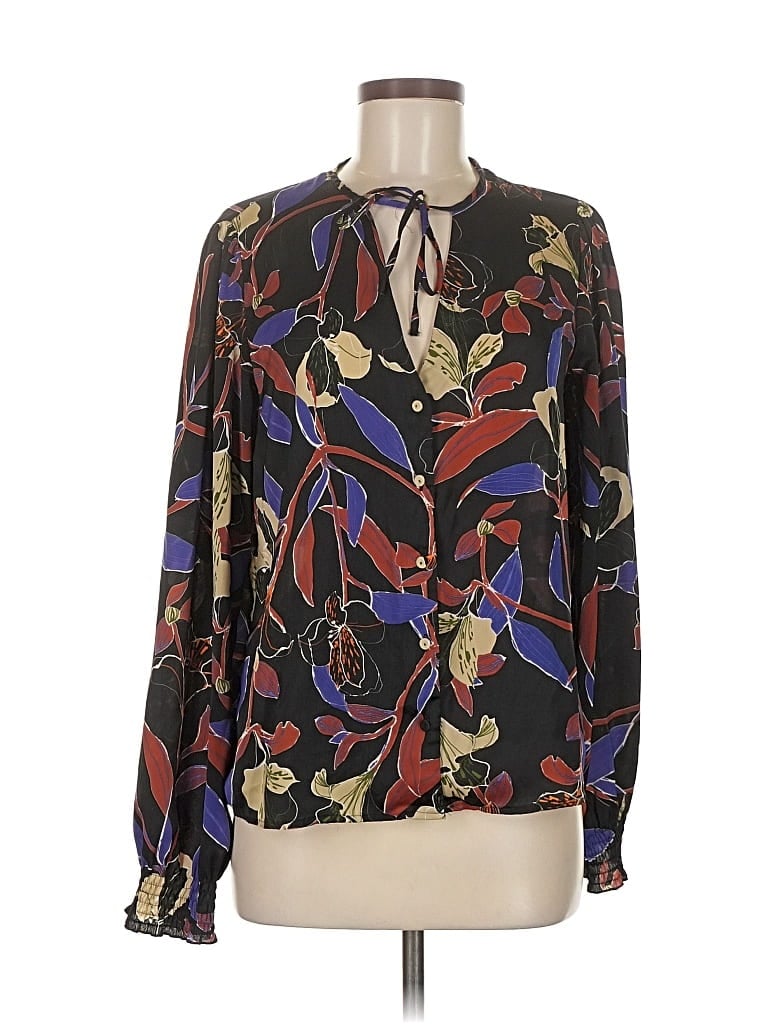 Pre-owned Mango Long Sleeve Blouse In Black