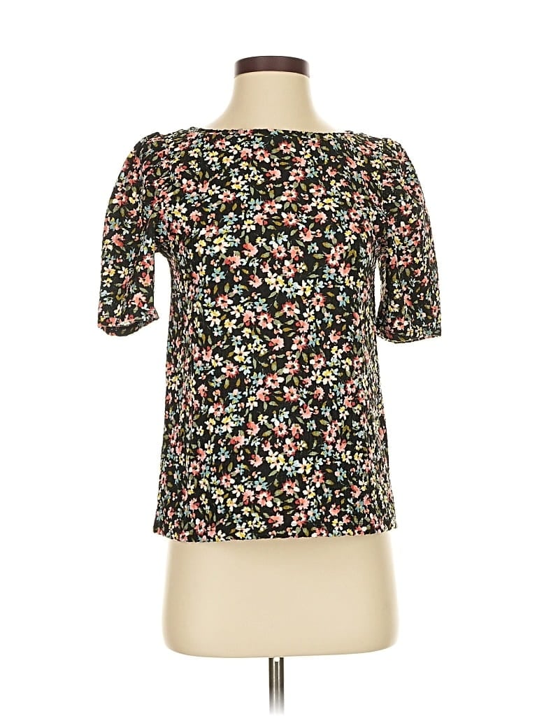 Pre-owned Ann Taylor Loft Short Sleeve Blouse In Black