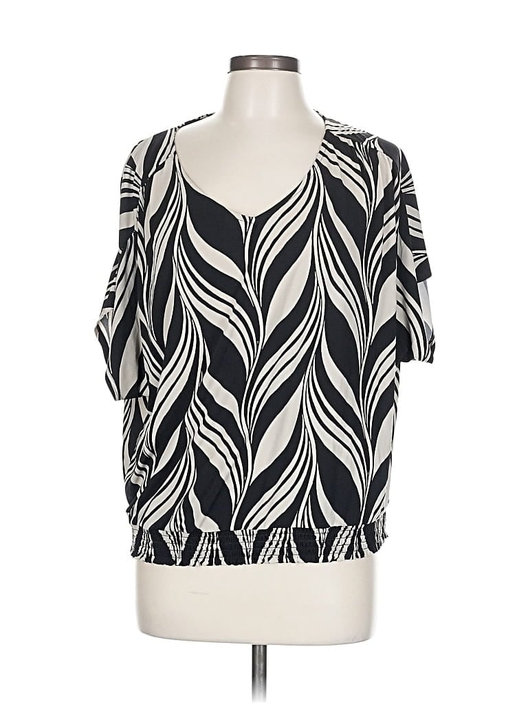 Pre-owned Ann Taylor Factory Short Sleeve Blouse In Black