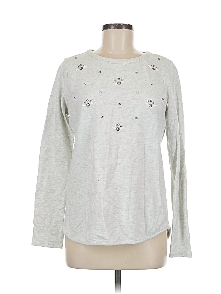 Click to view more detailed imagery on our partner's website Pre-owned Van Heusen Long Sleeve Top Silver Crew Neck Tops