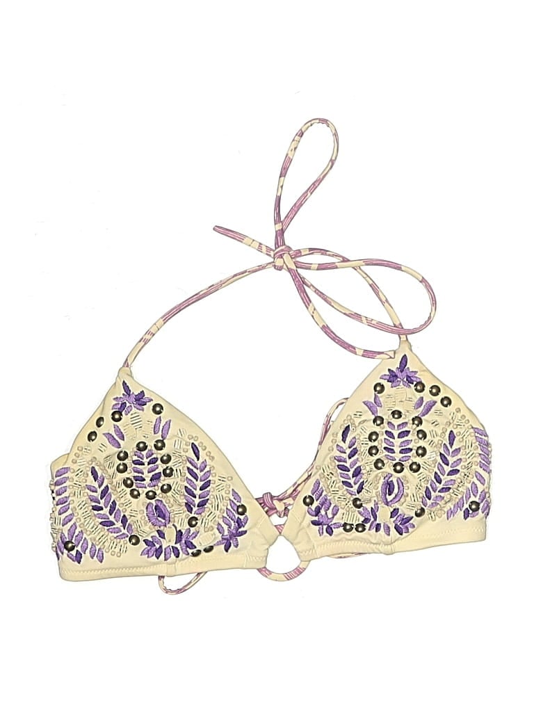 Pre-owned Unbranded Swimsuit Top Ivory Halter Neckline Swimwear In White