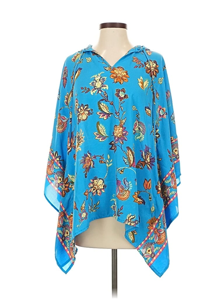 Pre-owned Belle By Kim Gravel 3/4 Sleeve Blouse In Blue