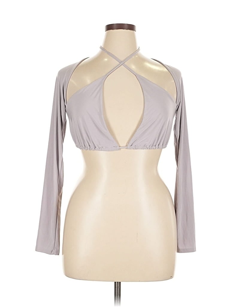 Pre-owned Asos Design Tank Top Silver Halter Neckline Tops