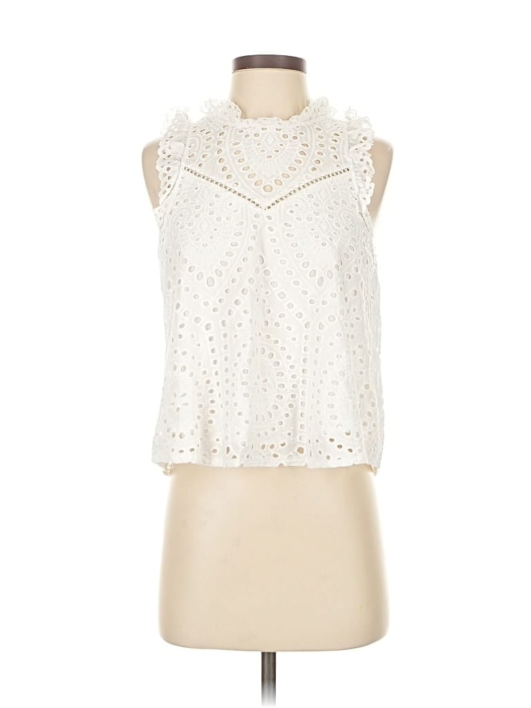 Pre-owned Skies Are Blue Sleeveless Blouse In White