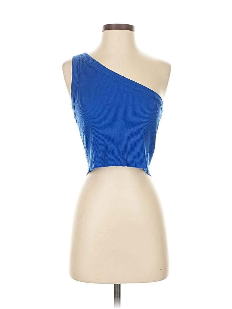 Click to view more detailed imagery on our partner's website Pre-owned Wsly Tank Top Blue One Shoulder Neckline Tops