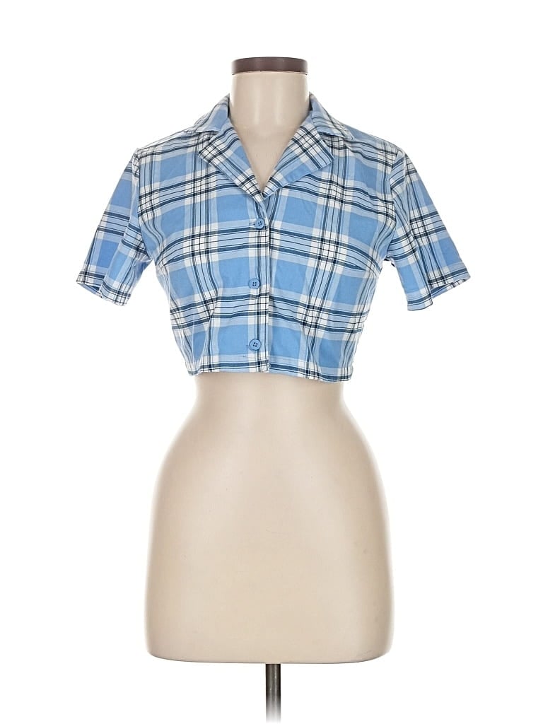 Pre-owned Brandy Melville Short Sleeve Blouse In Blue