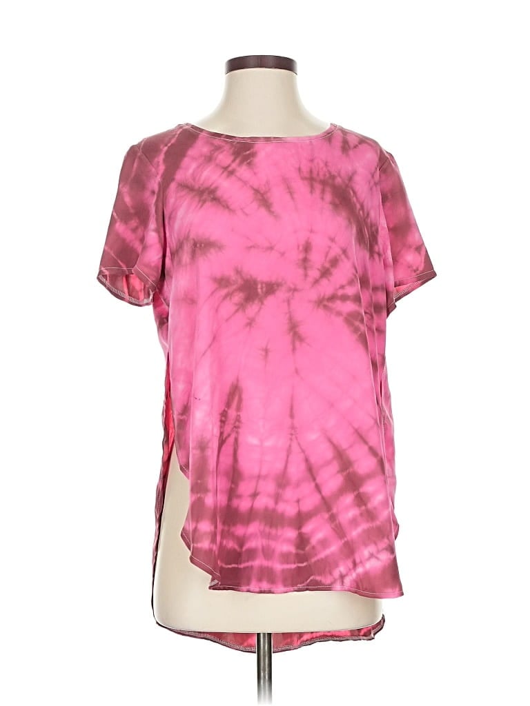 Click to view more detailed imagery on our partner's website Pre-owned S'edge Short Sleeve Top Pink Tie-dye Pattern Scoop Neck Tops