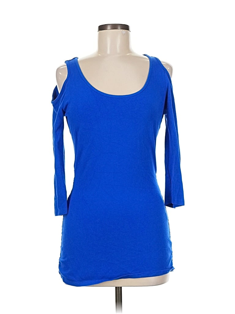 Pre-owned Boston Proper 3/4 Sleeve Top Blue Cold Shoulder Neckline Tops
