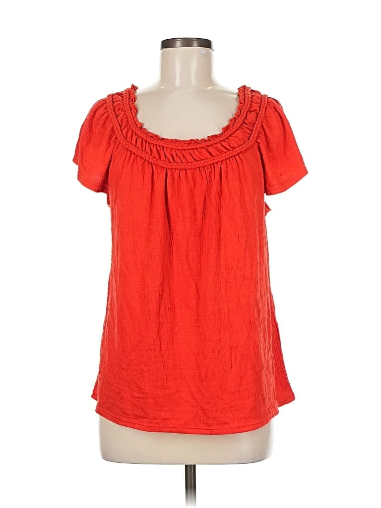 Max Studio Short Sleeve Blouse In Red