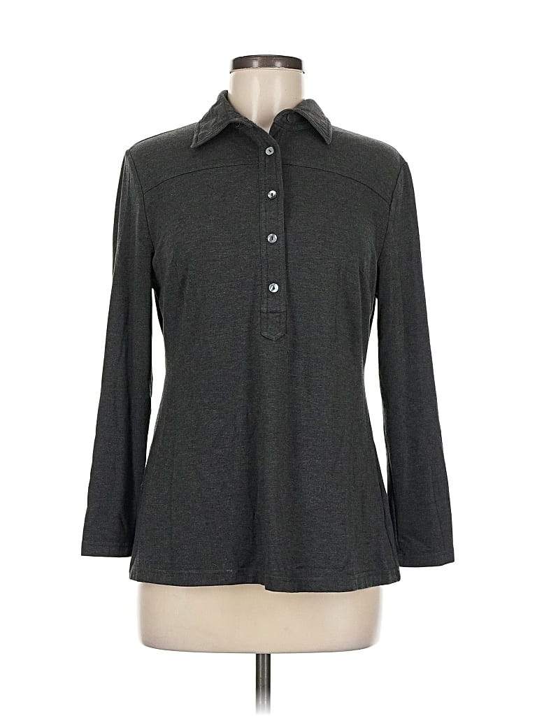 Pre-owned Ellie Kai Long Sleeve Button Down Shirt In Gray