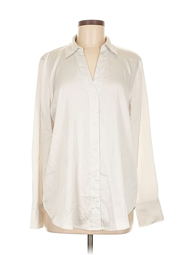 Pre-owned H&m Long Sleeve Button Down Shirt In White