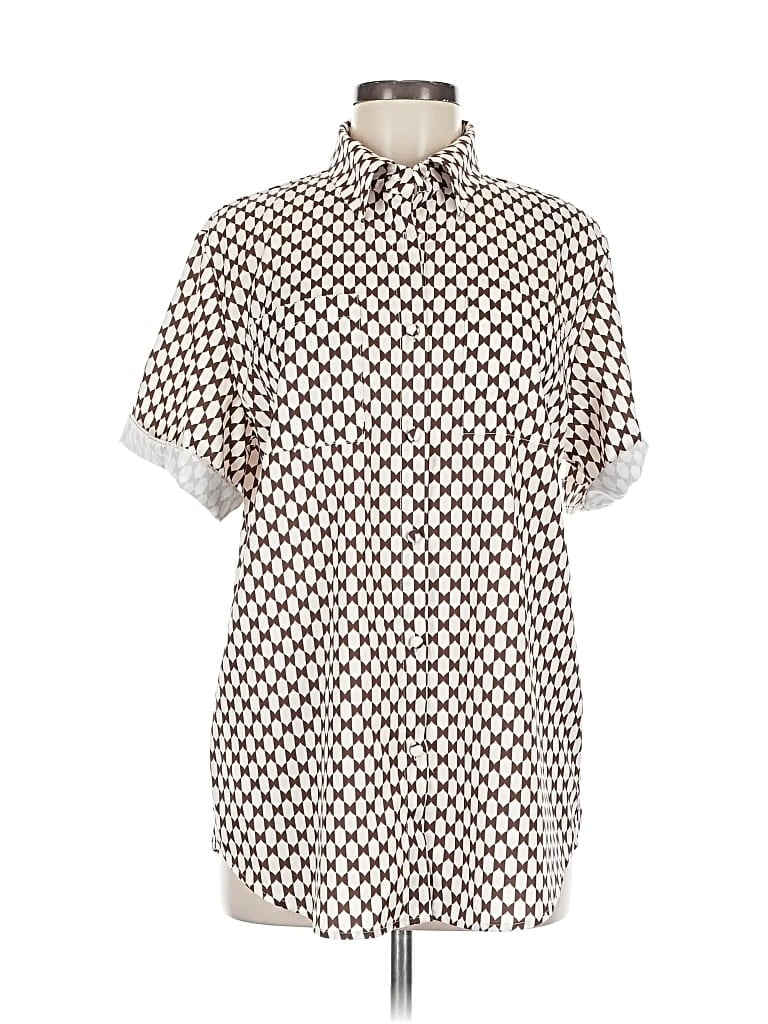 Pre-owned Unbranded Short Sleeve Button Down Shirt In Brown