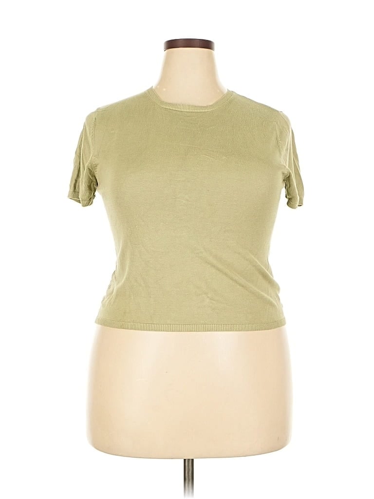 Pre-owned August Silk Silk Pullover Sweater In Green