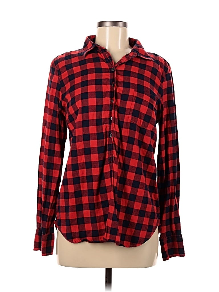 Pre-owned J.crew Factory Store Long Sleeve Button Down Shirt In Red