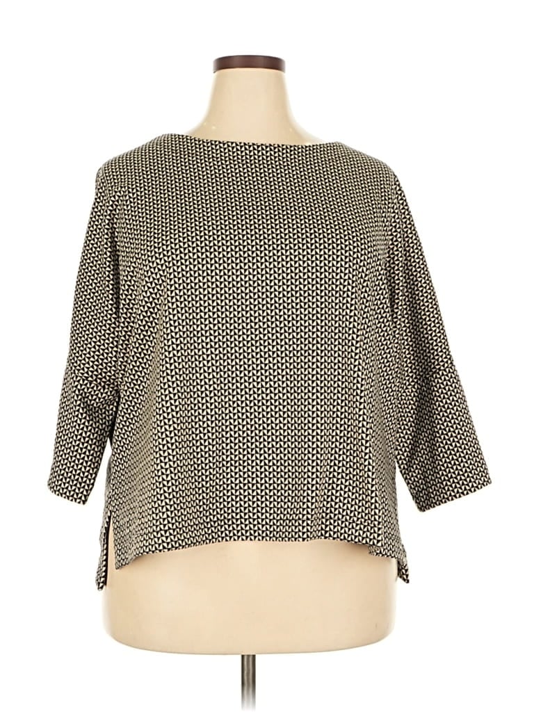 Pre-owned Max Studio 3/4 Sleeve T-shirt In Brown