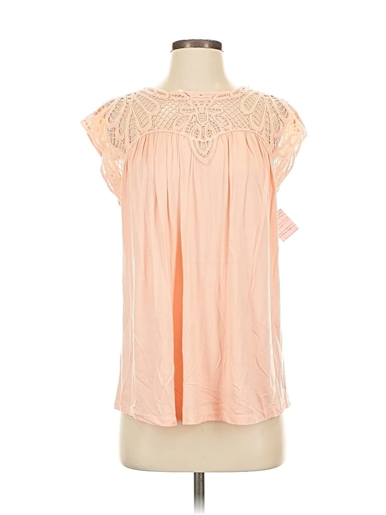 Pre-owned Cable & Gauge Short Sleeve Blouse In Orange