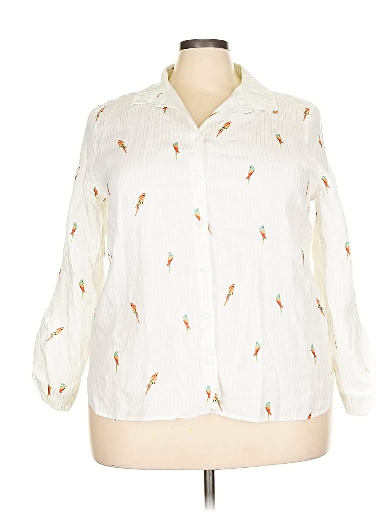 Pre-owned Chico's 3/4 Sleeve Blouse In White