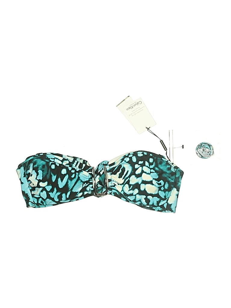 CALVIN KLEIN Pre-owned Swimsuit Top Teal Swimwear In Blue