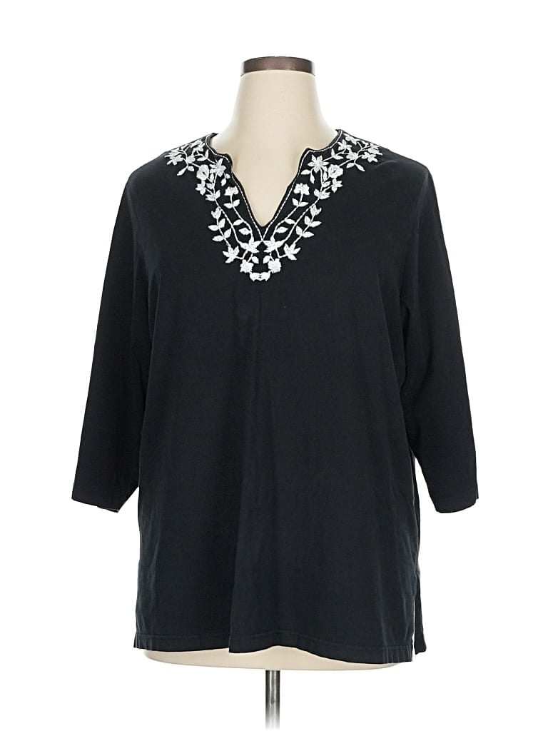 Pre-owned Cathy Daniels 3/4 Sleeve Blouse In Black