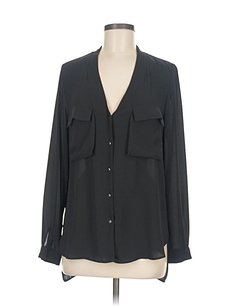 Pre-owned Zara Basic Long Sleeve Blouse In Black