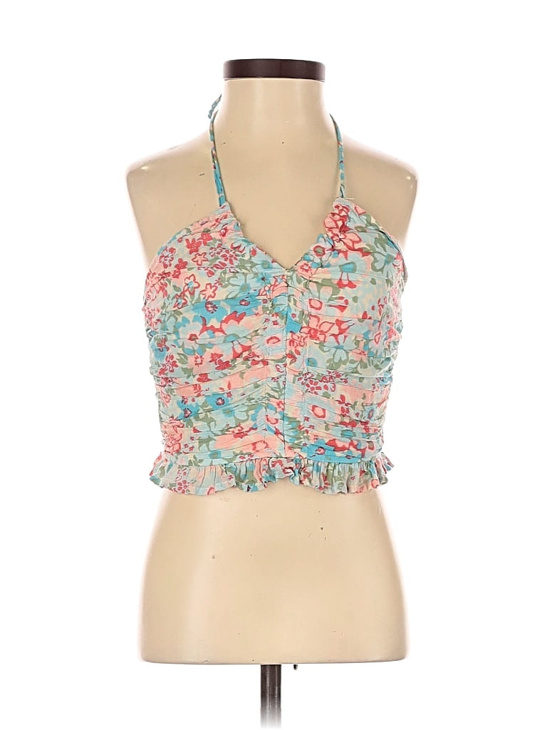 Click to view more detailed imagery on our partner's website Pre-owned American Eagle Outfitters Tank Top Teal Halter Neckline Tops In Blue