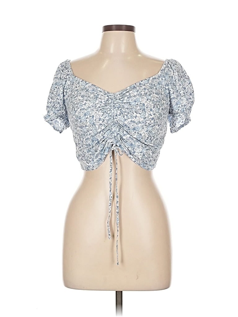 Click to view more detailed imagery on our partner's website Pre-owned Hollister Short Sleeve Top Blue Sweetheart Neckline Tops