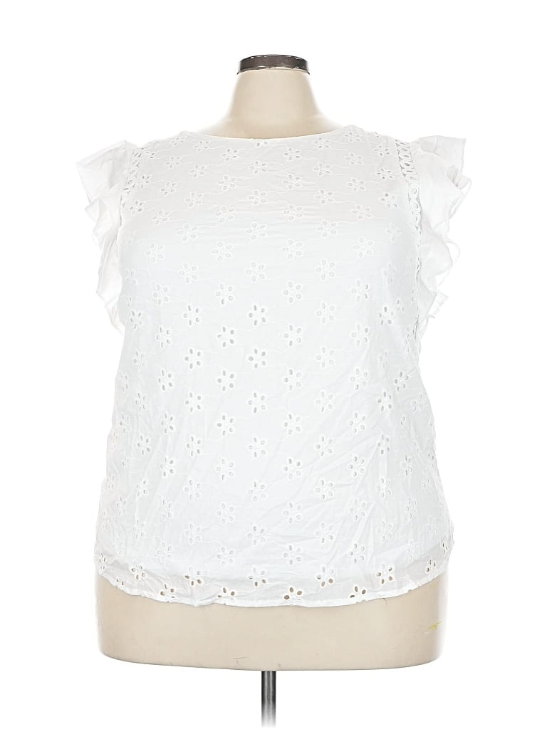 Pre-owned Milk & Honey Short Sleeve Top White Ruffles Neckline Tops