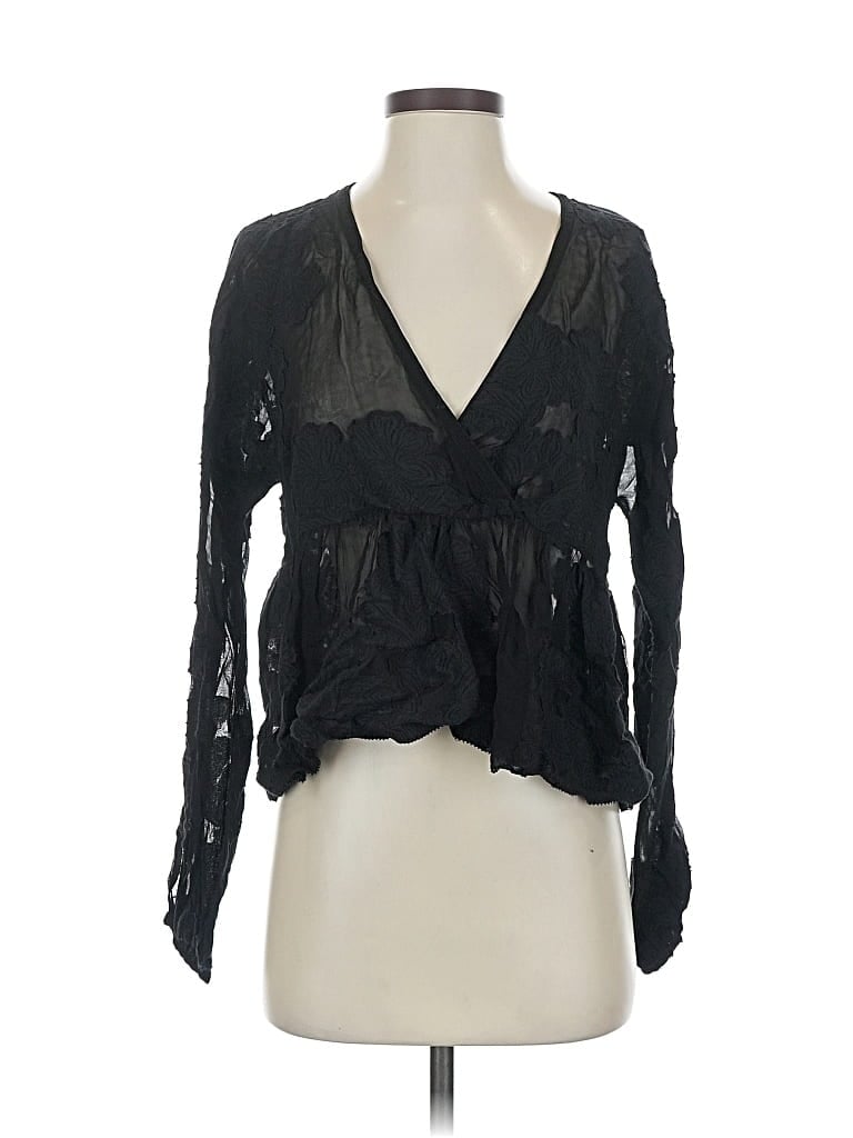 Pre-owned Wilfred Long Sleeve Blouse In Black