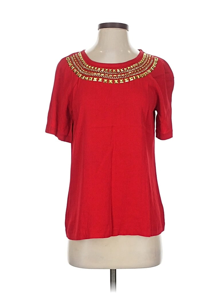 Pre-owned Michael Michael Kors Short Sleeve Top Red Scoop Neck Tops