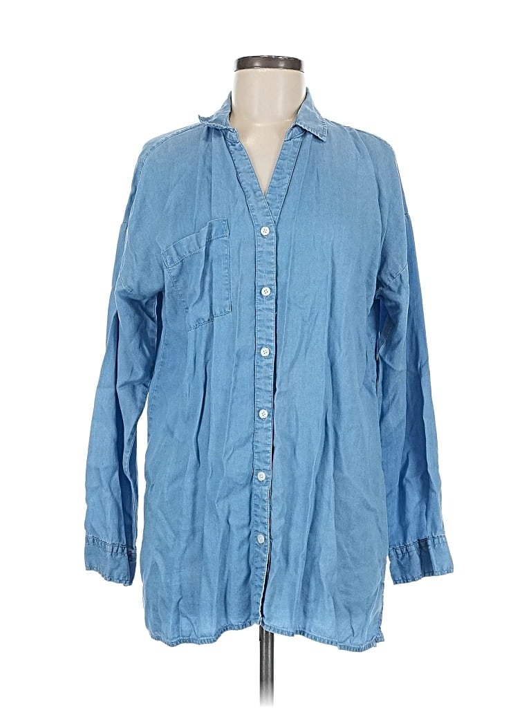Pre-owned Thread & Supply Long Sleeve Button Down Shirt In Blue