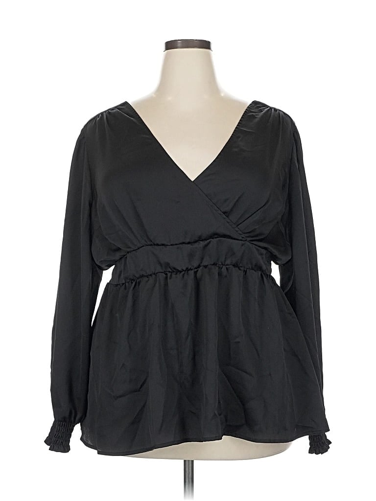 Pre-owned Torrid Long Sleeve Blouse In Black