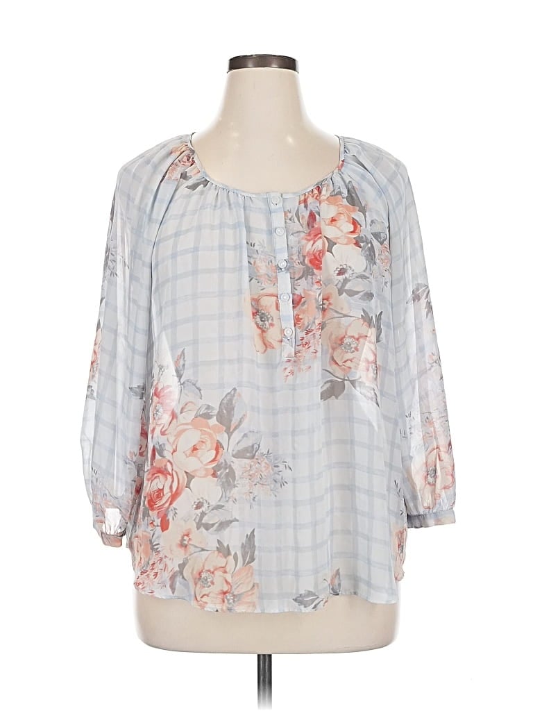 Pre-owned Lauren Conrad 3/4 Sleeve Blouse In Gray