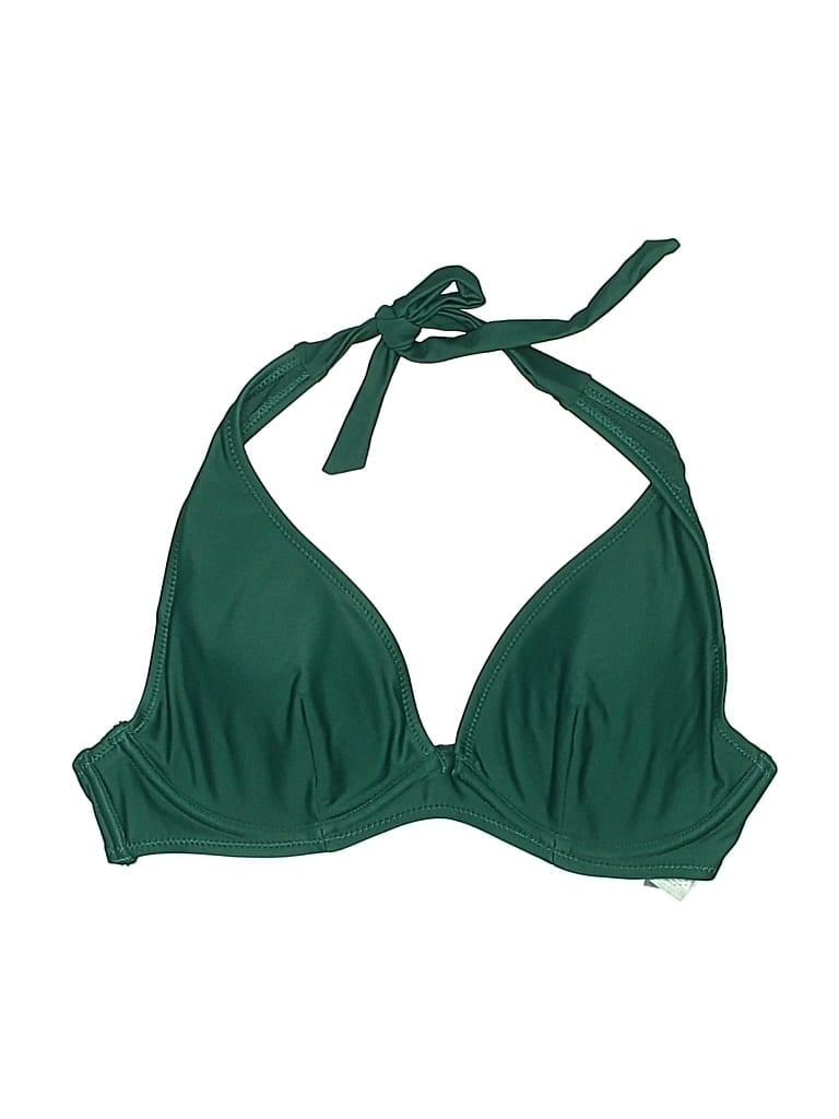 Pre-owned Old Navy Swimsuit Top Green Solid Pattern Swimwear