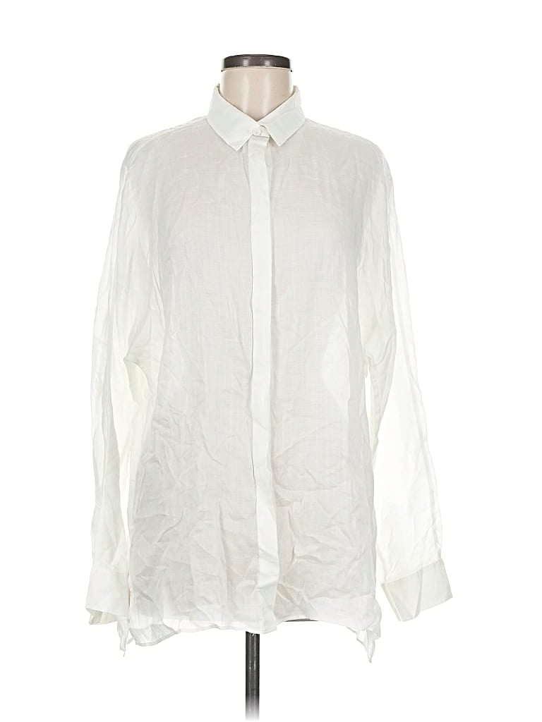 Pre-owned Lafayette 148 Long Sleeve Blouse In White