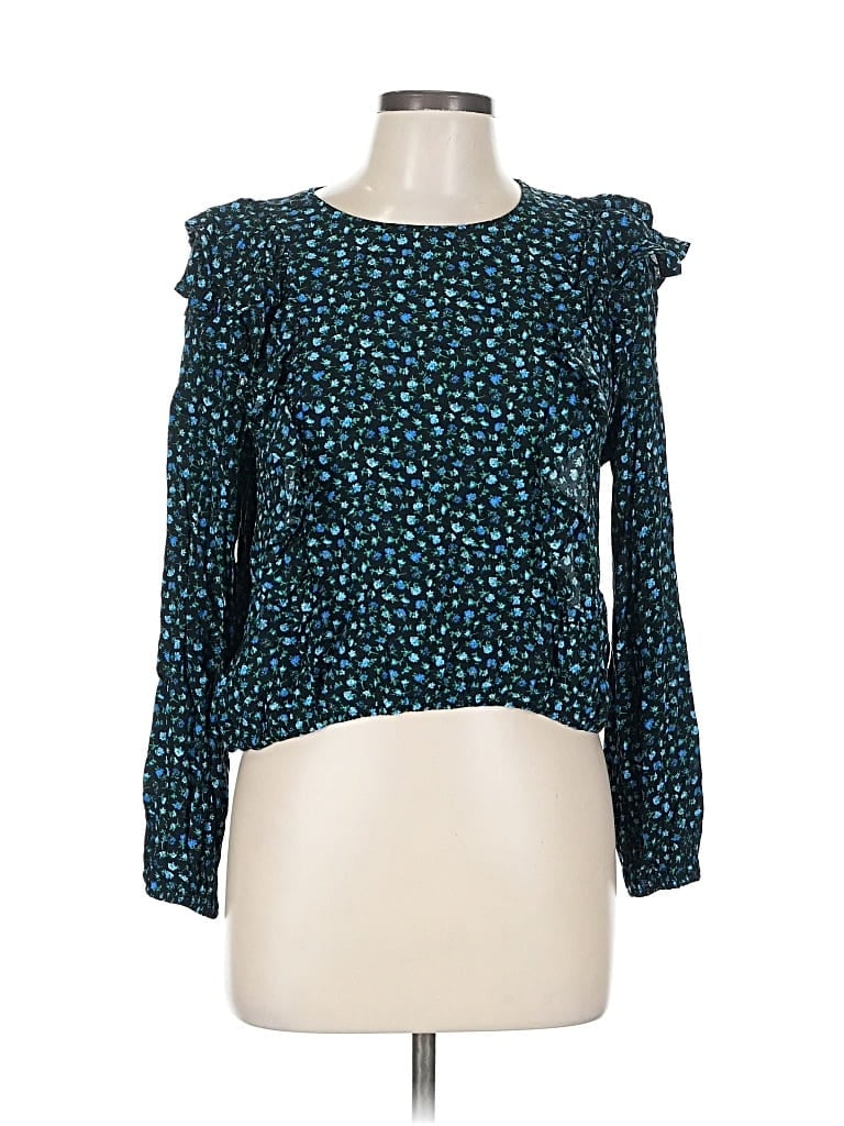 Pre-owned Wild Fable Long Sleeve Blouse In Blue
