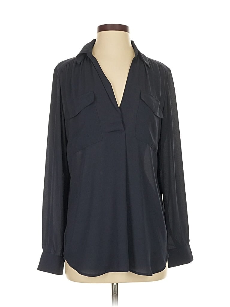 Pre-owned Ann Taylor Long Sleeve Blouse In Gray