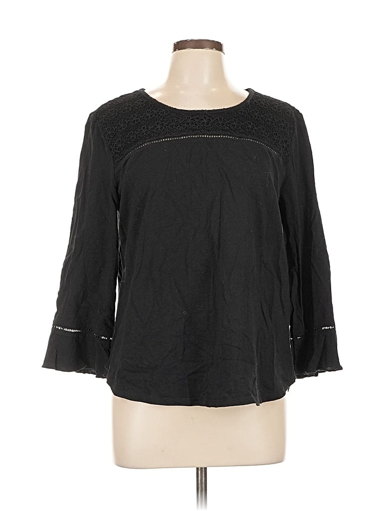 Pre-owned Alfred Dunner 3/4 Sleeve T-shirt In Black