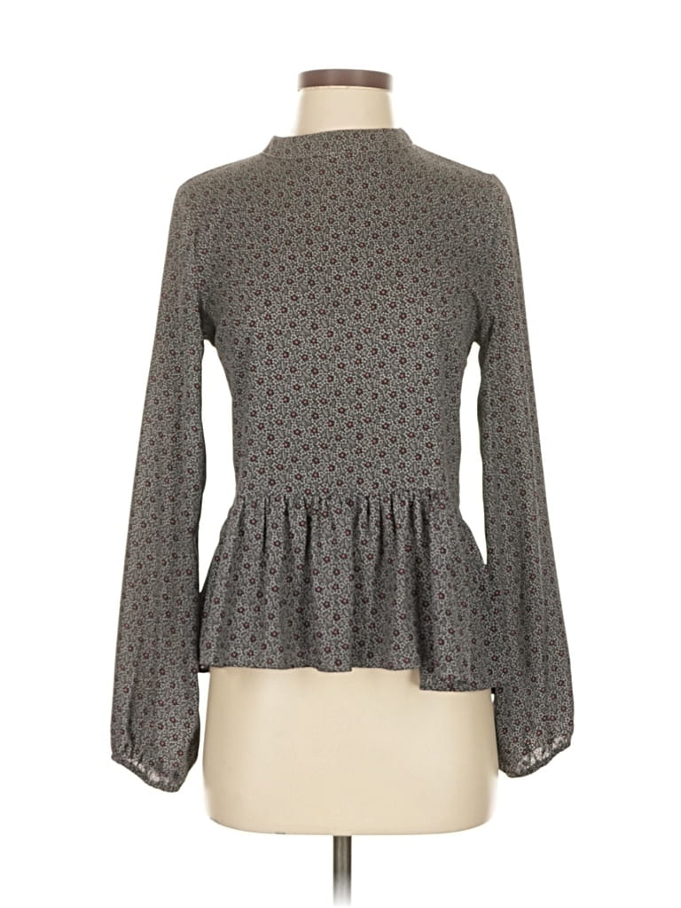 Pre-owned Ann Taylor Loft Long Sleeve Blouse In Gray