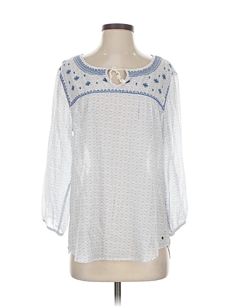 Pre-owned Eddie Bauer 3/4 Sleeve Blouse In Silver