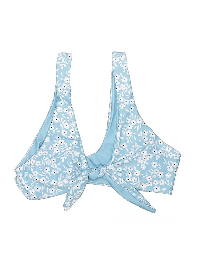 Pre-owned Zaful Swimsuit Top Blue Stars Pattern Swimwear